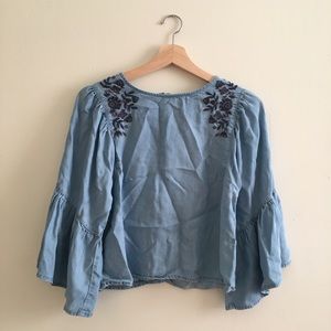 Hollister Blue Blouse With Flower Patterns